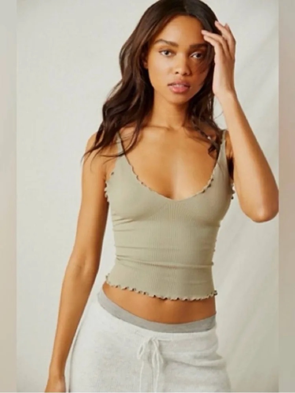 Free People sage beige Easy to Love Crop Camisole